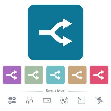 Split arrows flat icons on color rounded square backgrounds Illustrazione stock