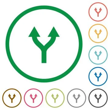 Split arrows up flat icons with outlines Stock Illustration