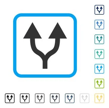 Split Arrows Up Framed Vector Icon Stock Illustration