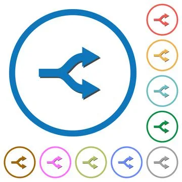 Split arrows icons with shadows and outlines Stock Illustration