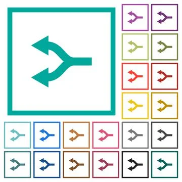 Split arrows left flat color icons with quadrant frames Illustrazione stock