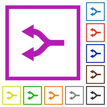 Split arrows left flat framed icons イラスト素材