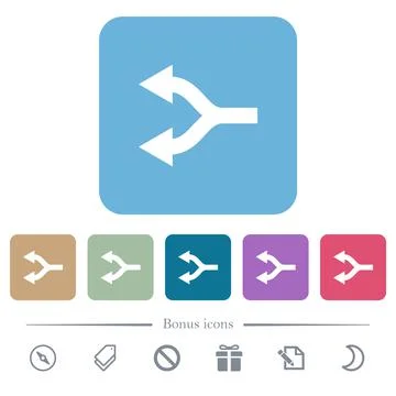 Split arrows left flat icons on color rounded square backgrounds イラスト素材