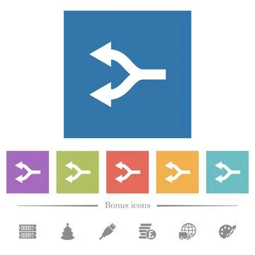 Split arrows left flat white icons in square backgrounds Stock Illustration