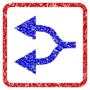 Split Arrows Left Grunge Framed Icon Stock Illustration