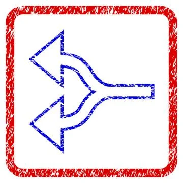 Split Arrows Left Grunge Framed Icon Stock Illustration