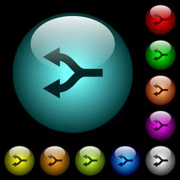 Split arrows left icons in color illuminated glass buttons Illustrazione stock