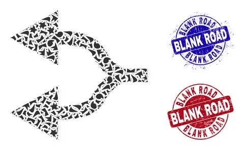 Split Arrows Left Mosaic of Shatters with Blank Road Textured Stamps Stock Illustration