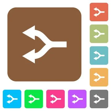 Split arrows left rounded square flat icons Illustrazione stock