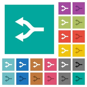 Split arrows left square flat multi colored icons Illustrazione stock