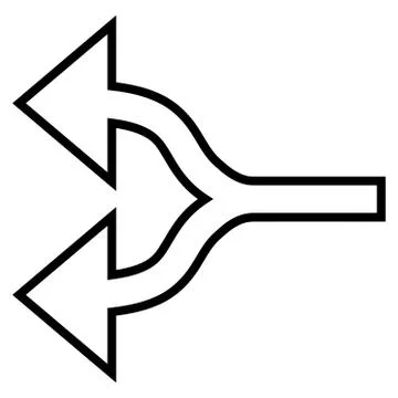 Split Arrows Left Thin Line Vector Icon Stock Illustration