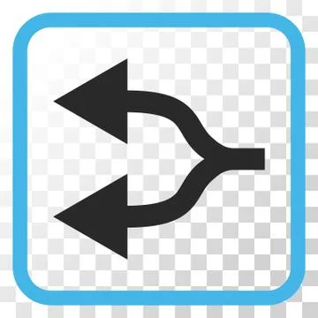 Split Arrows Left Vector Icon In a Frame Stock Illustration