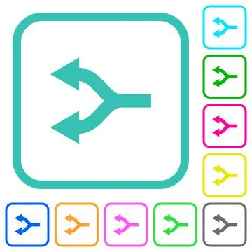 Split arrows left vivid colored flat icons Illustrazione stock