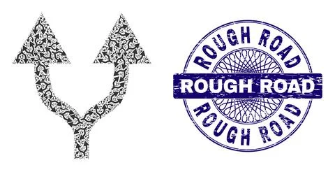 Split Arrows Up Recursive Mosaic of Split Arrows Up Items and Scratched Rough 스톡 일러스트