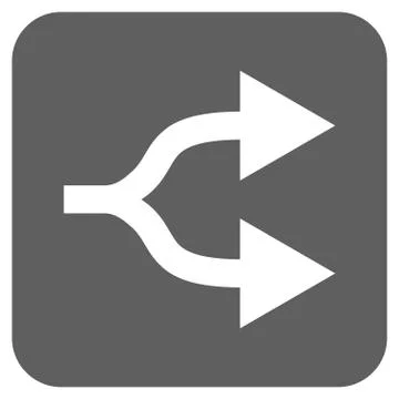Split Arrows Right Flat Squared Vector Icon Stock Illustration