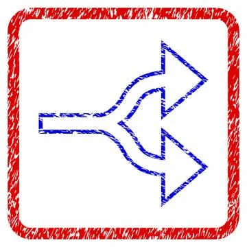Split Arrows Right Grunge Framed Icon Stock Illustration