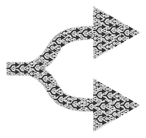 Split Arrows Right Recursion Composition of Itself Icons Illustrazione stock