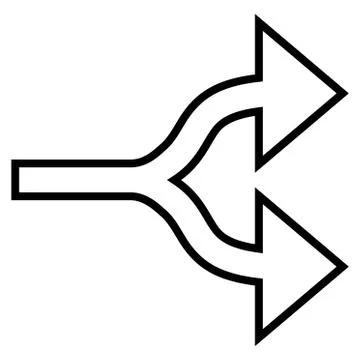 Split Arrows Right Stroke Vector Icon Stock Illustration