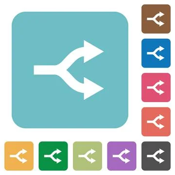 Split arrows rounded square flat icons Stock Illustration