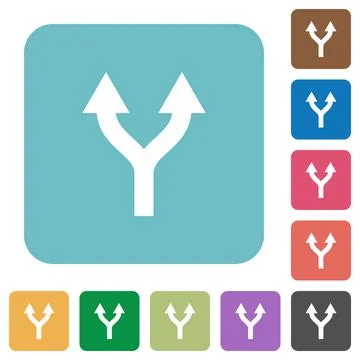 Split arrows up rounded square flat icons Stock Illustration
