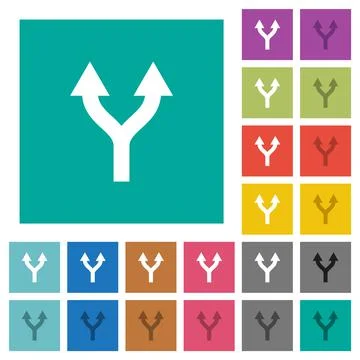 Split arrows up square flat multi colored icons Stock Illustration