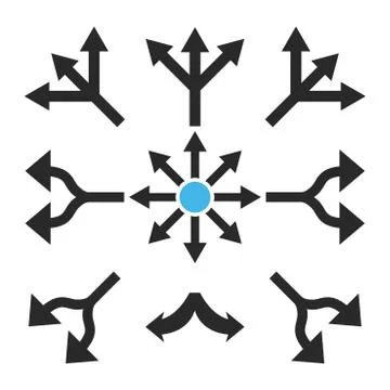 Split Arrows Vector Flat Icon Set Stock Illustration