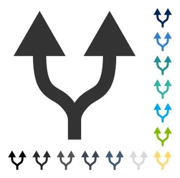 Split Arrows Up Vector Icon Stock Illustration