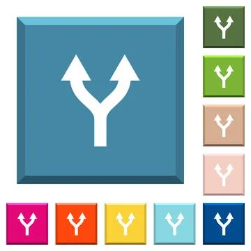 Split arrows up white icons on edged square buttons Stock Illustration