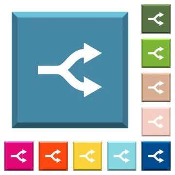 Split arrows up white icons on edged square buttons Illustrazione stock
