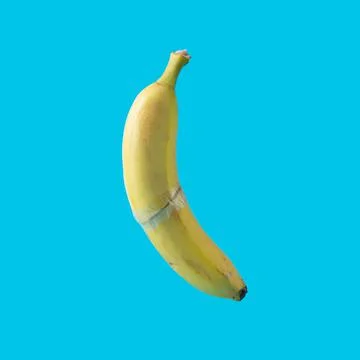 Split banana fixed with tape Stock Photos
