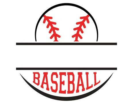A split baseball graphic icon features a wide empty horizontal space between  Ilustração Stock