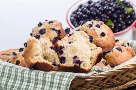 Split berry muffin with berries Stock Photos