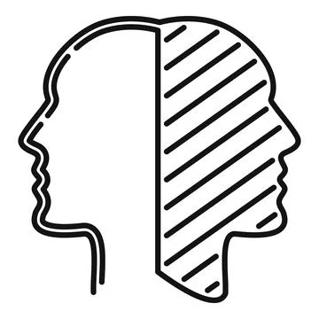 Split bipolar disorder icon, outline style Illustrazione stock