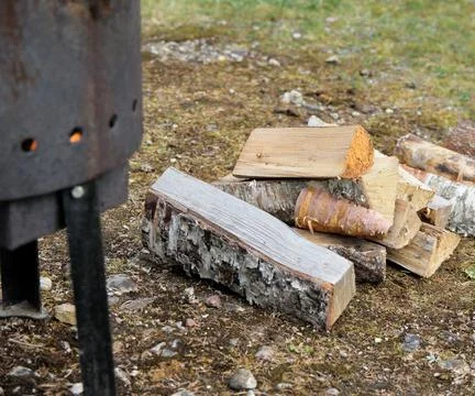 Split birch firewood logs Stock Photos
