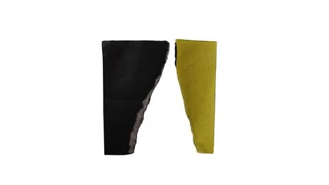 Split black and yellow fabric or paper pieces Stock Illustration