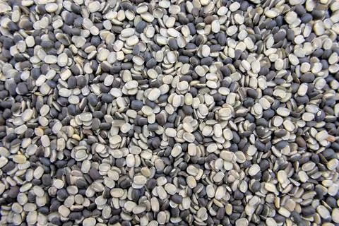 Split Black Gram, Black Lentil (Urad Dal, Vigna Mungo) Full Frame Close-Up Stock Photos