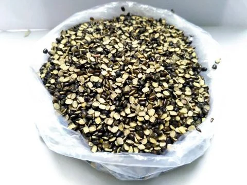 Split Black Lentil Also Know as Black Gram, Black Urad Dal, Vigna Mungo, Urad Stockfoto's