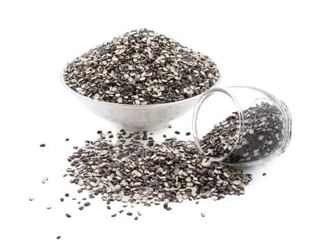 Split Black Lentil on White Background Stock Photos