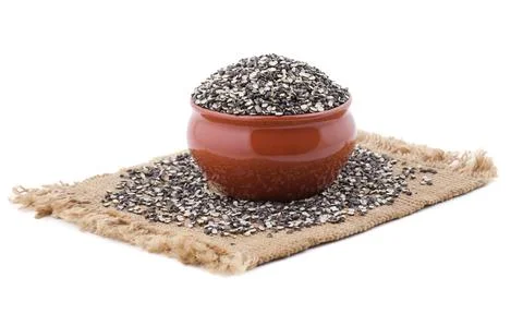 Split Black Lentil on White Background Stock Photos