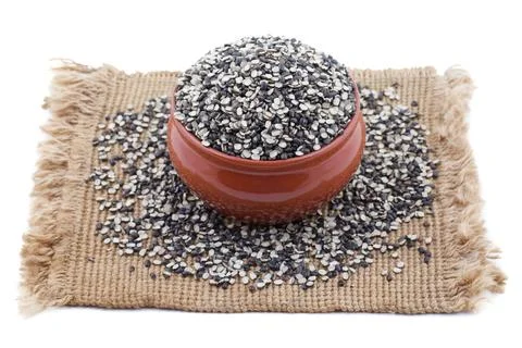 Split Black Lentil on White Background Stock Photos