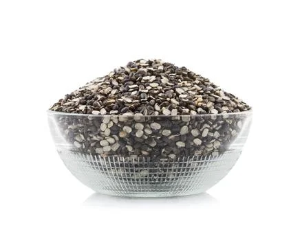 Split Black Lentil on White Background Stock Photos