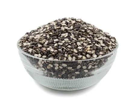 Split Black Lentil on White Background Stock Photos