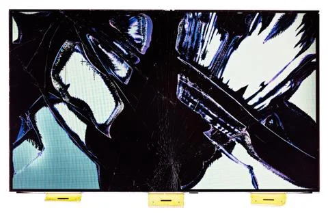 Split broken lcd screen (display), isolated on white Stock-Fotos