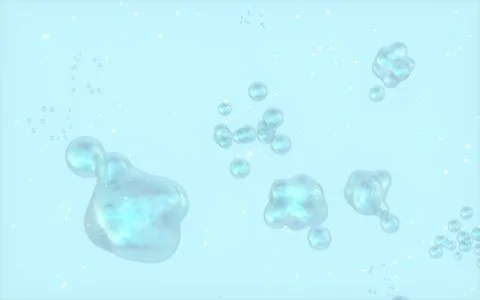 Split bubbles underwater, 3d rendering. Stock Illustration
