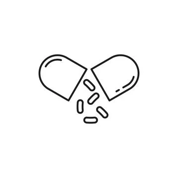 Split capsule intestines protection probiotics Stock Illustration
