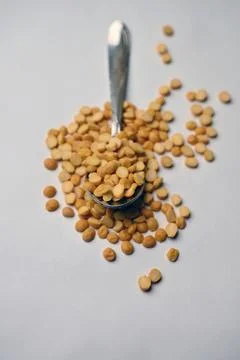 Split Chana Dal Angled Top View Texture on White Defocus Background Macro P.. Stock Photos