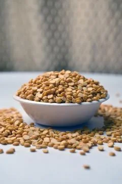 Split Chana Dal in Bowl Front View Texture with Defocus Background Macro Ph.. Stock Photos