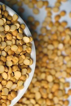 Split Chana Dal in Bowl Top View Texture with Defocus Background Macro Phot.. Stock Photos