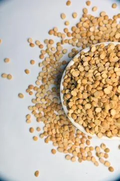 Split Chana Dal in Bowl Top View Texture with Defocus Background Macro Phot.. Stock Photos