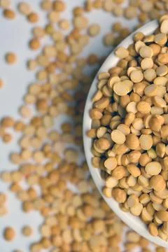 Split Chana Dal in Bowl Top View Texture with Defocus Background Macro Phot.. Stock Photos